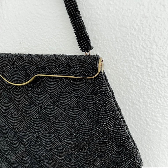 Vintage 1950’s Black Art Deco Hand Beaded Purse - Picture 6 of 8